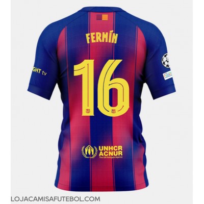Camisa de Futebol Barcelona Fermin Lopez #16 Equipamento Principal 2025-26 Manga Curta Camisa de Futebol Barcelona Fermin Lopez #16 Equipamento Principal 2025-26 Manga Curta